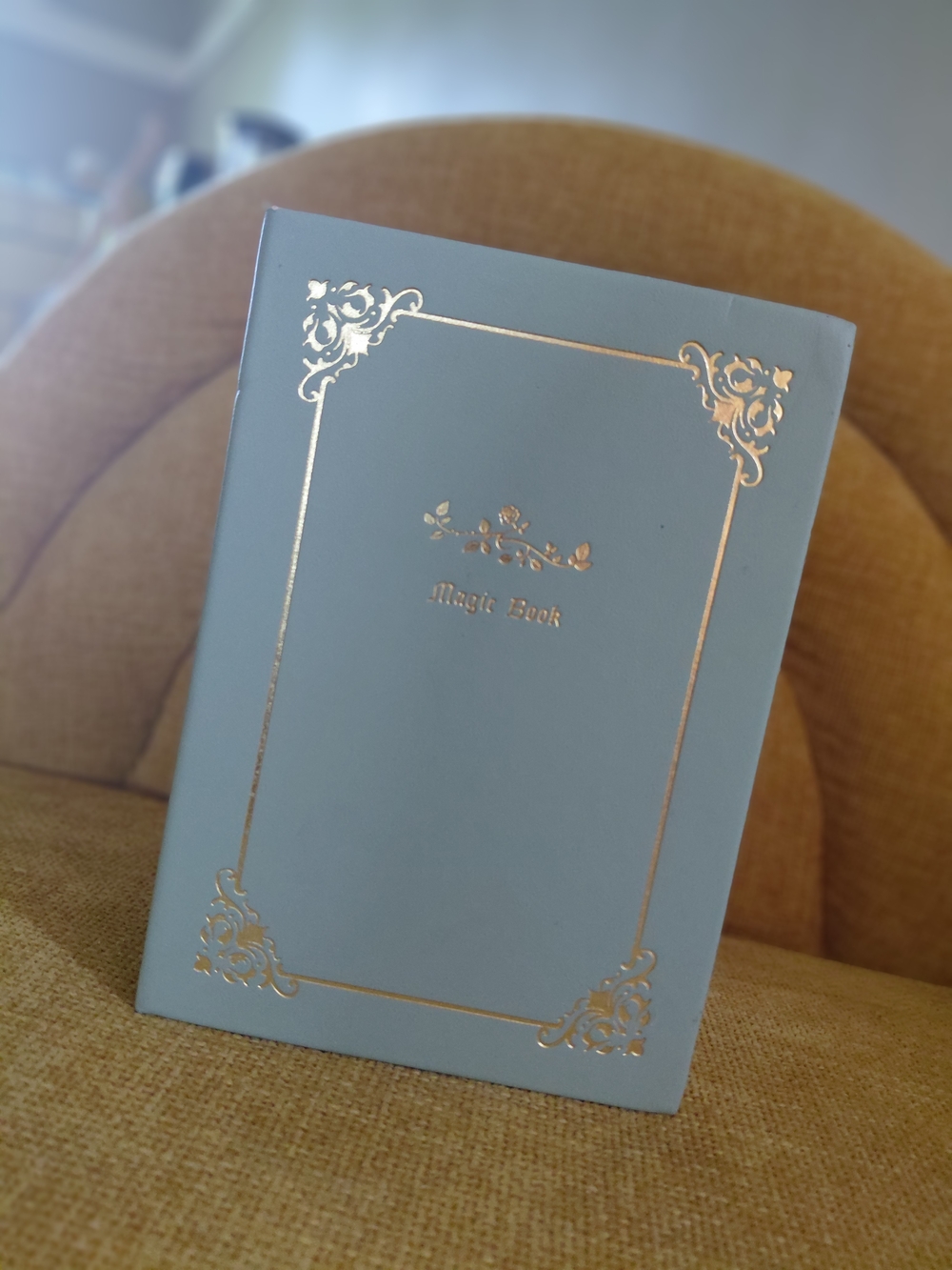 Light Blue 'Magic Book' Jewelry Box with Gold Foil Accents